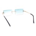 thumbnail image 4 of Luxury Rimless Showy Hustler Rectangle Metal Rim Sunglasses Gold - Green, 4 of 4