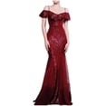 thumbnail image 2 of UPPADA Robes d'Invitée de Mariage pour Femmes à une Épaule Froncées Robe de Soirée Formelle Portefeuille Ourlet à Volants Robe Dos Nu Moulante Robe Maxi Taille Haute Robe de Fête Robe de Bal Robe de Cocktail Liquidation en Liquidation, 2 of 6