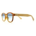 thumbnail image 6 of Bamboo Wood Arm Keyhole Round Horn Rim Hipster Vintage Vibe Sunglasses Yellow - Blue, 6 of 8