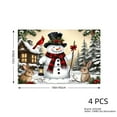 thumbnail image 4 of JOOCAR Christmas Snowman with Rabbits and Cardinal Scene Linen Table Mats Set of 4 for Home Kitchen Table Decor 12x18 inch, 4 of 5