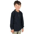 thumbnail image 3 of Leveret Long Sleeve Cotton Polo Shirt Navy 14 Year, 3 of 4