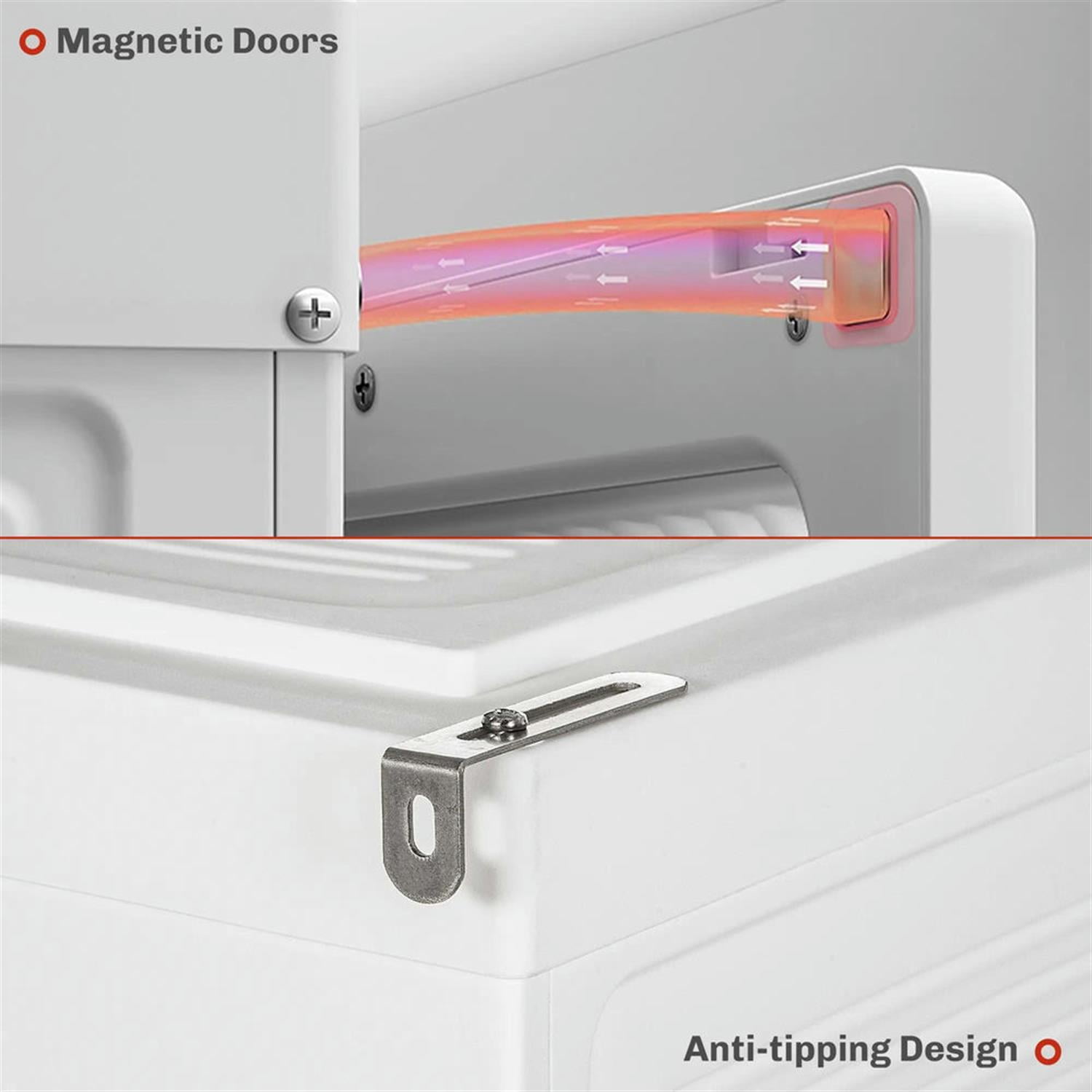 Demi Bonn Portable Floor Cabinet, Folding Bedroom Armoire with 6 Cube Compartments and Magnet Doors, Freestanding Clothes Storage Unit, White