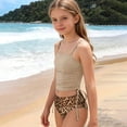 thumbnail image 2 of Bainana Girls Swimsuit Solid Color Tankini Tops And Leopard Print Bikini Bottom Swimwear Fashion Stylish Little Youth Girls Beach Pool Bathing Suit Khaki Size 13-14 Years, 2 of 4