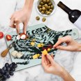thumbnail image 4 of Tiger Cutting Board, Angry Feline with Black and White Pattern Realistic Eyes Hunting Surviving, Decorative Tempered Glass Cutting and Serving Board, Wine Bottle Shape, Black Red Yellow, by Ambesonne, 4 of 5