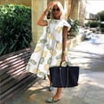 thumbnail image 7 of Plus-size Dress Round Neck Pink Maple Leaf Butterfly Print Loose Casual Beach Dress Women‘s Elegant Dresses Midi Dresses Fashion, 7 of 7
