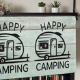 thumbnail image 6 of Valance for Windows,Happy Camping Words on Wood Board Valances Curtain Rod Pocket Valance for Kitchen Bedroom Living Room Bathroom,Country Wooden Striped Short Curtains Window Treatment 54x18in, 6 of 8