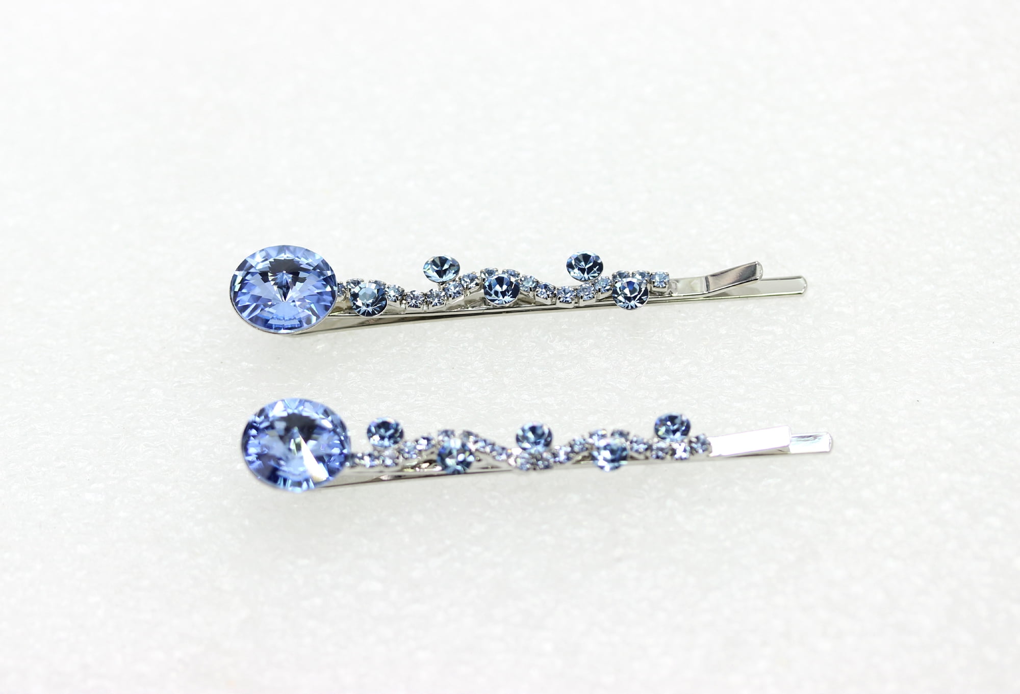 Faship  A Pair Of Light Blue Premium Rhinestone Crystal Floral Hair Clips 2 Pcs Pins
