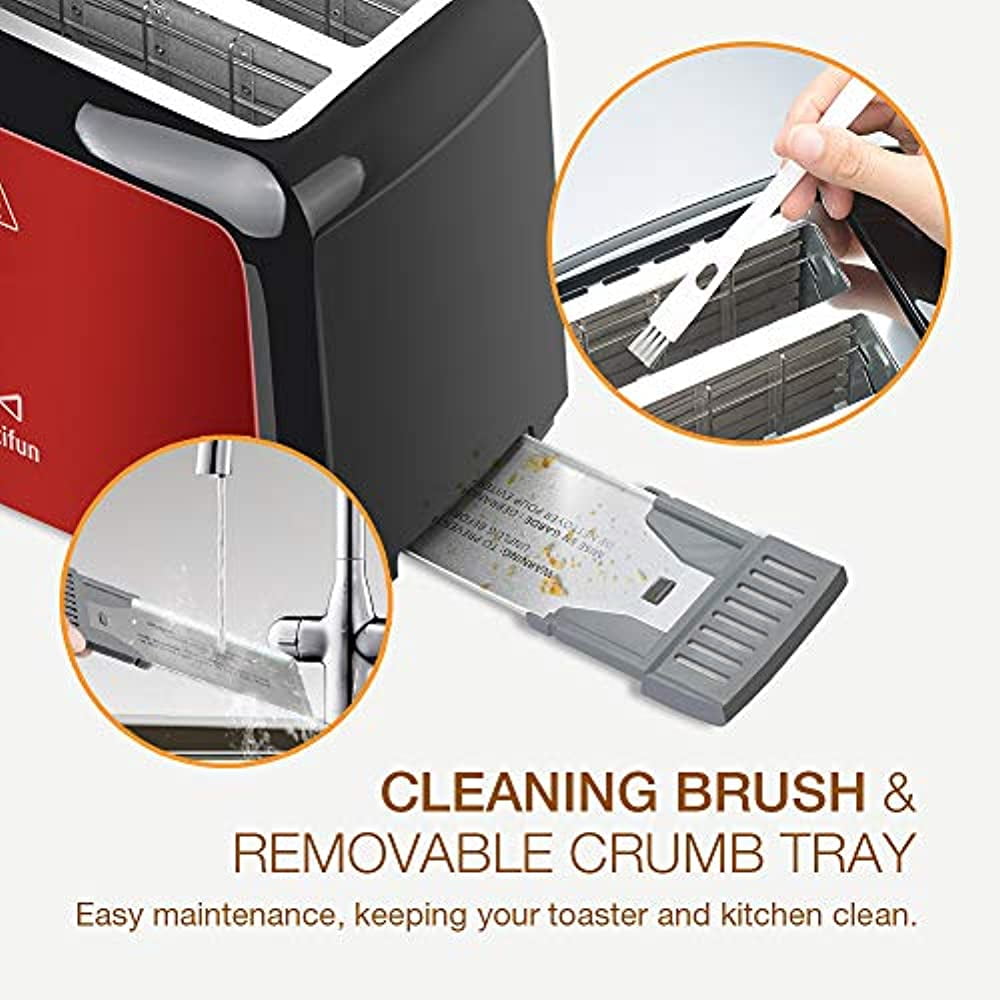 2 Slice Toaster, Multifun Stainless Steel Toaster with Warm Rack