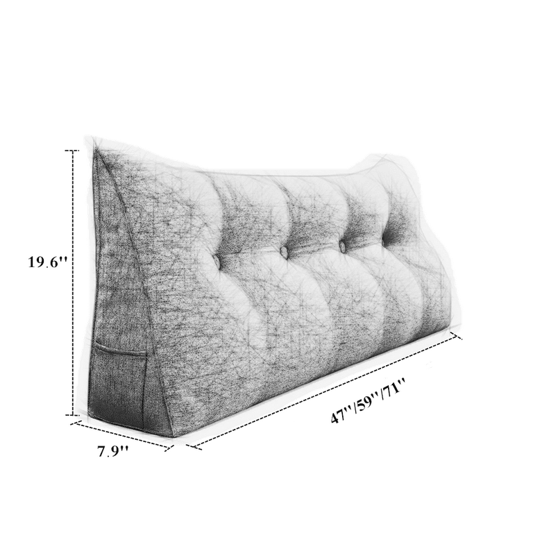 Wedge Pillow Headboard Small(23.6 x 7.8 x 19.7 Inches),Bolster Triangular  Headboard Pillow Positioning Support Reading Backrest Wedge Pillow for Day