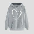 thumbnail image 2 of Ecqkame Oversized Sweatshirt for Women Heart Print Winter Hoodie Pullover Tops Long Sleeved Comfortable Athletic Sweatshirt with Pocket B-Gray M on Clearance, 2 of 6