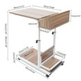 thumbnail image 3 of Mobile Sofa Side Table,C Shaped End Table with Wheels Couch Table Slide Under with Storage Shelves for Living Room,Bedroom,Hospital, 3 of 10