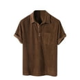 thumbnail image 2 of WREESH Men's Casual Button Down Shirts Loose Short Sleeve Solid Color Comfortable Turndown Collar Shirts Brown, 2 of 6