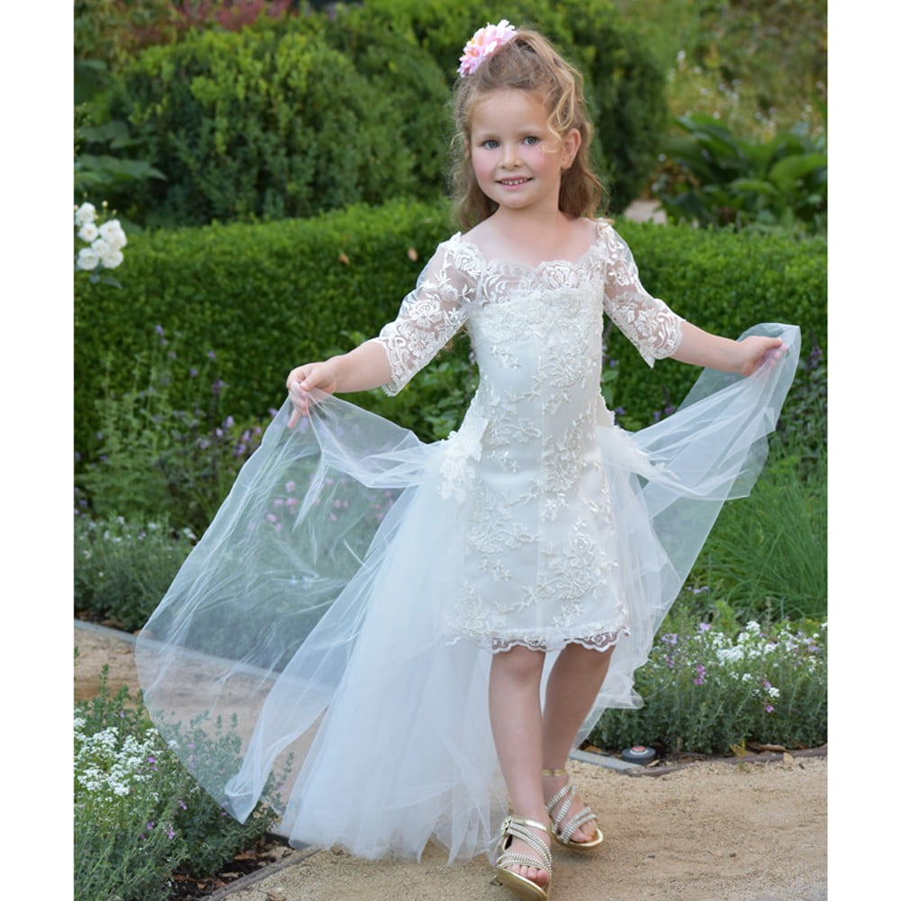 flower girl dresses with detachable train