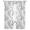 thumbnail image 7 of Sheer Curtains 96 inches Long, Floral Watercolor Style Grey Flower Bud Leaves Light Filtering Sheer Window Curtains Rod Pocket Voile Drapes for Bedroom Living Room, 52"W x 96"L 2 Panels, 7 of 7