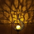 thumbnail image 6 of Glam Hobby Garden Solar Stake Lights, Pathway Outdoor Moon Crackle Glass Globe Stake Metal Lights, Waterproof Warm White LED for Lawn, Patio or Backyard, 6 of 7