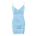 thumbnail image 4 of Vestido camisola sin mangas de color liso con cuello en V para mujer: estilo informal para primavera-verano, cintura elástica, ideal para fiestas y vacaciones., 4 of 8