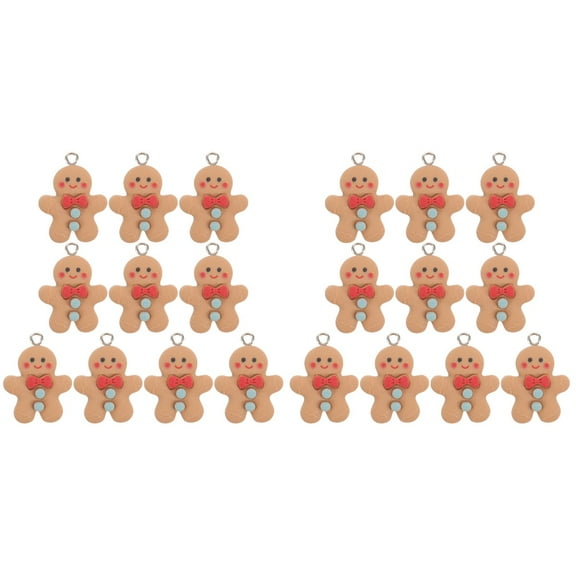 Gregiular 20 Pcs Gingerbread Man Pendants Mini Gingerbread Man Charms DIY Jewelry Charms
