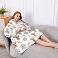 thumbnail image 5 of Oversized Wearable Blanket Hoodie,White Highland Cow Flower Pattern Sherpa Blanket Hoodie with Super Pockets,Super Warm Fuzzy Pullover for Women & Men, 5 of 6
