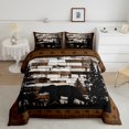 thumbnail image 2 of Erosebridal Wild Animal Bedding Queen Comforter Set,Bear Silhouette Paw Print Down Comforter,Tropical Botanical Pine Bedding Sets Queen with Comforter,Breathable Bedroom Decor Reversible,3 Pieces, 2 of 8