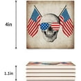 thumbnail image 3 of FMSHPON Independence Day American Flag Skull Set of 4 Coaster for Drinks, Absorbent Ceramic Stone Coasters Cup Mat with Cork Base for Home Kitchen Room Coffee Table Bar Decor, 3 of 4