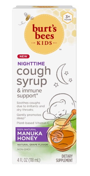 Burt's Bees Kid's Nighttime Cough Syrup and Immune Support, Grape, 4 fl. oz