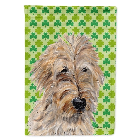 Golden Doodle 2 Lucky Shamrock St. Patrick s Day Flag Canvas House Size
