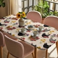 thumbnail image 3 of Farmhouse Rooster Table Cloths for 3 Foot Rectangle Tables, Vintage Watercolor Flowers Beige Patio Waterproof Elastic Fitted Tablecloths, Washable Rectangular Table Cover for Camping, 3 of 8
