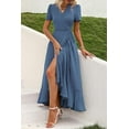 thumbnail image 3 of PRETTYGARDEN Women's Summer Maxi Dress Casual Wrap Floral Boho Short Sleeve V Neck Split Ruffle Beach Long Dresses, 3 of 8