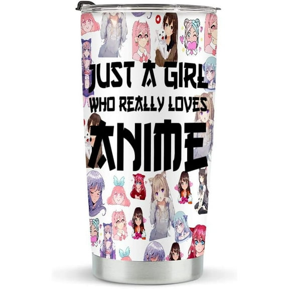 Anime Fans Tumbler, Stainless Steel Tumblers 20oz, Anime Lover Gifts for Women Girls Friends Sister, Birthday Christmas Gift for Her, Just A Girl Who Really Loves Anime