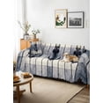 thumbnail image 3 of Navy Blue Nautical Couch Cover Sofa Covers 3 Cushion Sectional Couch, Coastal Blue Striped Vintage Washable Sofa Covers Slipcover Sectional Sofa Cover, Furniture Protector 71"x150", 3 of 9