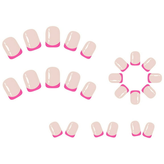 KUFptva Press on Nails Short Square Fake Nails Full Covers False Nails with Rose Stripe Desigs Glossy Stick on Nails for Women