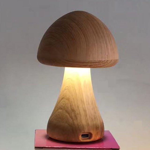 Lámpara de Escritorio | LED Recargable | Lámpara de Noche | Imitación Madera | Luz Nocturna Táctil