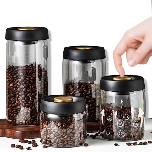 500mL Frasco para Cafe, Recipientes Herméticos para Almacenar Cafe, Frascos de Vidrio con Tapa, Contenedor Café Polvo, Café en Grano, Galletas, Té, Azúcar, etc(500ml/17oz)