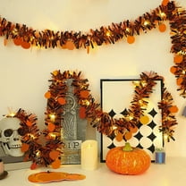 RBCKVXZ 6.56Ft Halloween Tinsels Garland Glittering Twists Metallic Hanging Garland Lights String Battery Operated Halloween Decorations (Orange)