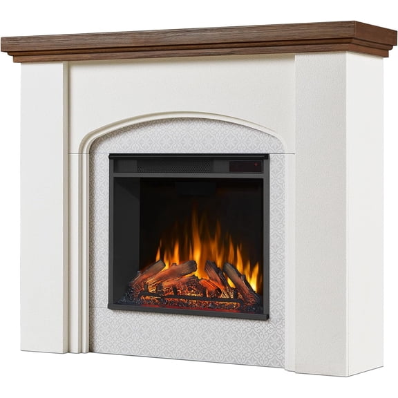 Real Flame Anika 49" Electric Fireplace in White Stucco