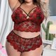 thumbnail image 3 of Gibobby Conjunto de lencería de encaje Mujeres Sexy Malla de Encaje Floral Bordado Liga ligada Lencería Ropa Interior Conjuntos de lencería Sexy(Rojo, M), 3 of 5