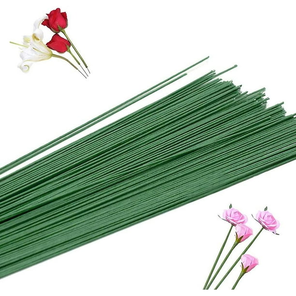 200 piezas de alambre de tallo floral, tallo de ramo hecho a mano, alambre floral para manualidades, tallo de tallo de planta artificial de calibre 22 para arreglos florales para material de bric