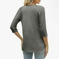 thumbnail image 5 of gakvbuo 3/4 Sleeve Pullover Tops Henley Shirts for Women's Tops Dressy Casual Tunic Blouses Button Up V-Neck Button-Down Shirts Trendy Business Work Blouses Outfit Basic Tees, 5 of 9