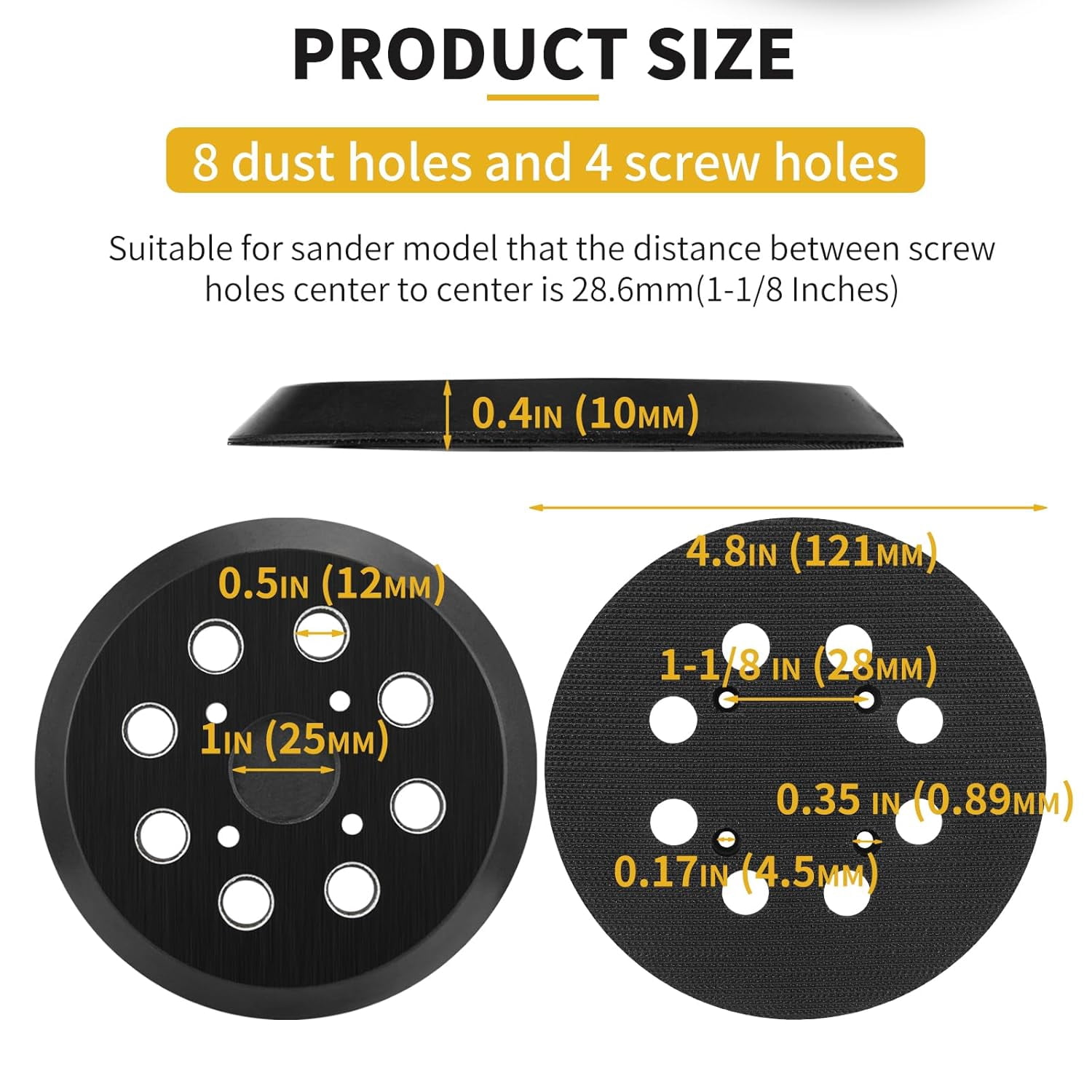 FRKSMD-2 Pack 5 Inch 8 Hole Orbital Sander Pads Compatible with Ridgid R2501 R2600 R2601 R2611 R8606 Random Orbit Sander Replacement Hook and Loop Backing Pad Parts # 300527002