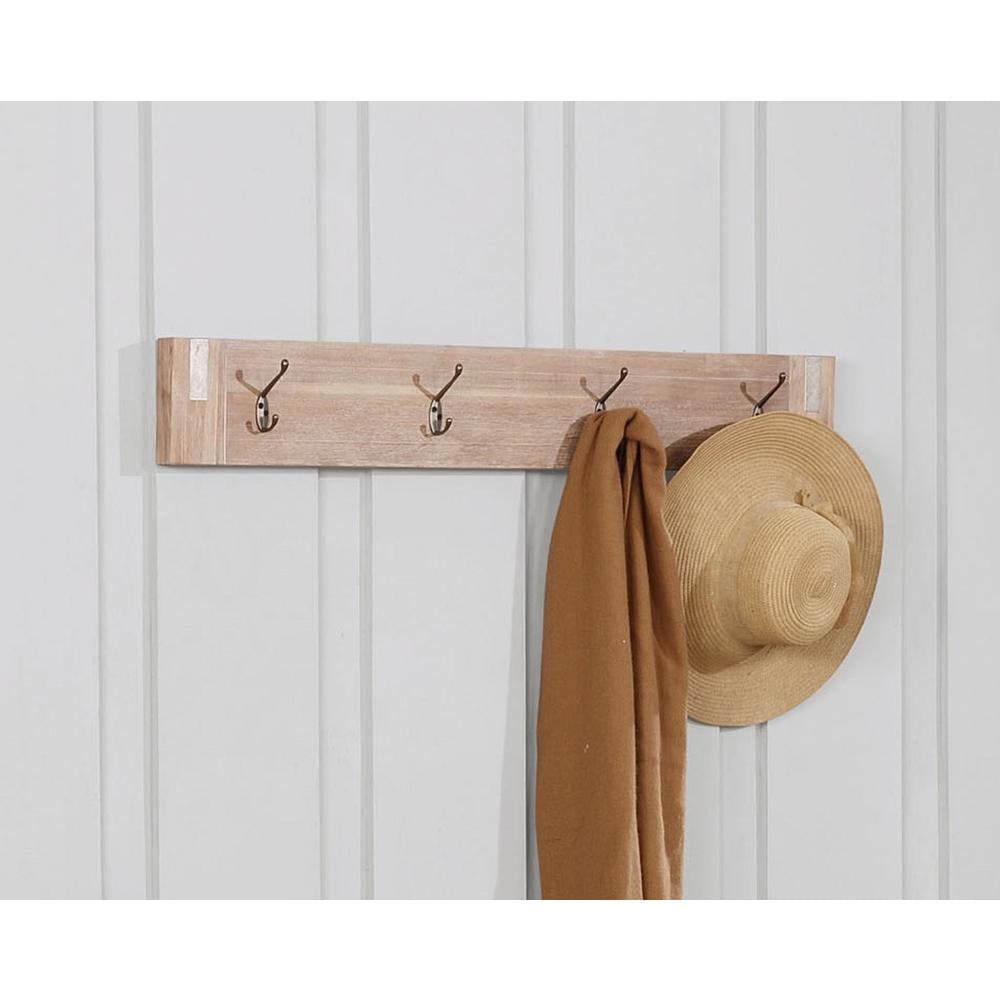 Alaterre Woodstock Acacia Wood with Metal Inset Coat Hook, Brushed Driftwood