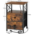 thumbnail image 3 of Table Living Room with Charging Station, Side Table with Fabric Drawer, Small Side Table with USB Ports and Outlets for Small Spaces,Brown, 3 of 15