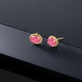thumbnail image 4 of Gem Stone King 14K Yellow Gold Stud Earrings for Women Men with Oval Fancy Pink Zirconia, 4 of 5