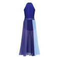 thumbnail image 5 of Aislor Women Lyrical Dance Rhinestone Sleeveless Contemporary Dancewear Mesh Split Long Dress Navy Blue M, 5 of 6