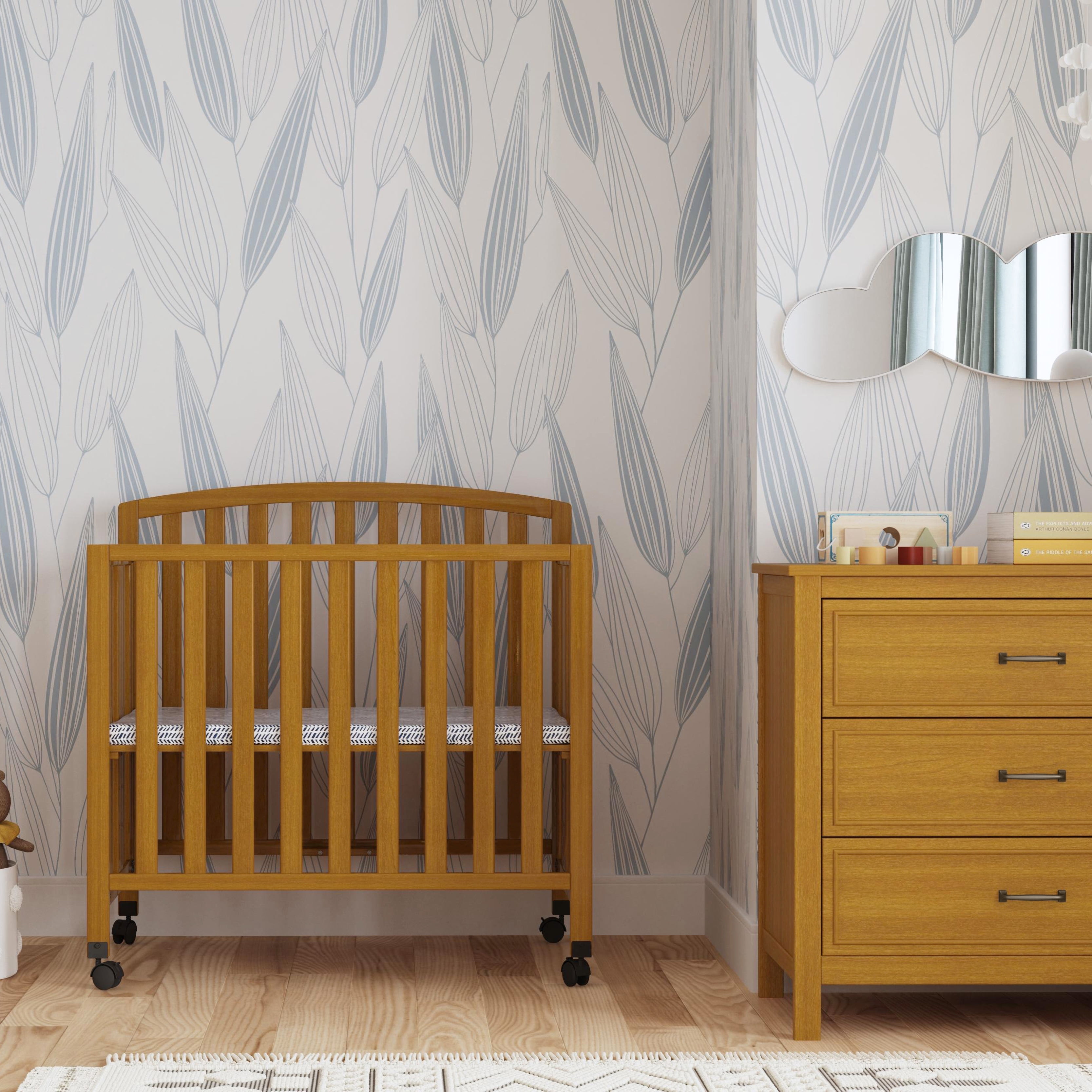 DaVinci Dylan Folding Portable 3-in-1 Mini Crib and Twin Bed, Chestnut