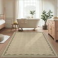 thumbnail image 3 of Nanan 3'x5' Scalloped Area rug Solid Minimalism Carpet, Washable Rug Non-Slip Low-Pile Indoor Mat for Living Room Bedroom Dining Room, Heather, 3 of 8