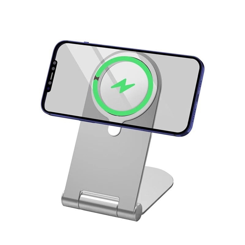 Wireless Charger Desktop Power Dock Stand - Foldable Magnetic Phone Charger Stand, MagSafe Compatible - For iPhone and Other Qi-Enabled Devices (Charger Not Included)