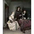 thumbnail image 3 of Ter Borch, Gerard 12x14 Black Modern Framed Museum Art Print Titled - Young Woman Playing The Theorbo To Two Men, 3 of 5