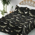 thumbnail image 3 of Ambesonne Goth Night Fitted & Flat Sheet with Shams 4 Pcs Set, Witchcore Death Moth Art, King, Charcoal Grey Ivory and White, 3 of 5