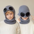 thumbnail image 1 of YAOBAMM Chapeau pour Enfants avec Lunettes Automne Hiver Chapeau pour Enfants Décor Tricoté Épais Chaud Doux Haute Élasticité Protection Complète Résistant au Froid, 1 of 7