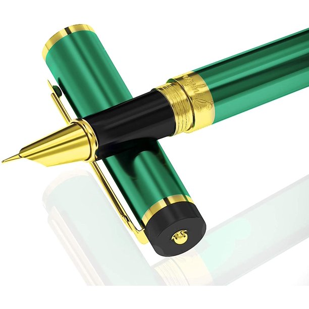 Dryden Designs Fine Nib Fountain Pen with Ink Refill Emerald Green